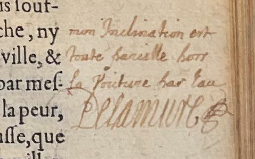 16.a. - p. 79, Livre III. Note marginale signée de La Mure. Les Essais, 1595. Exemplaire Laval.