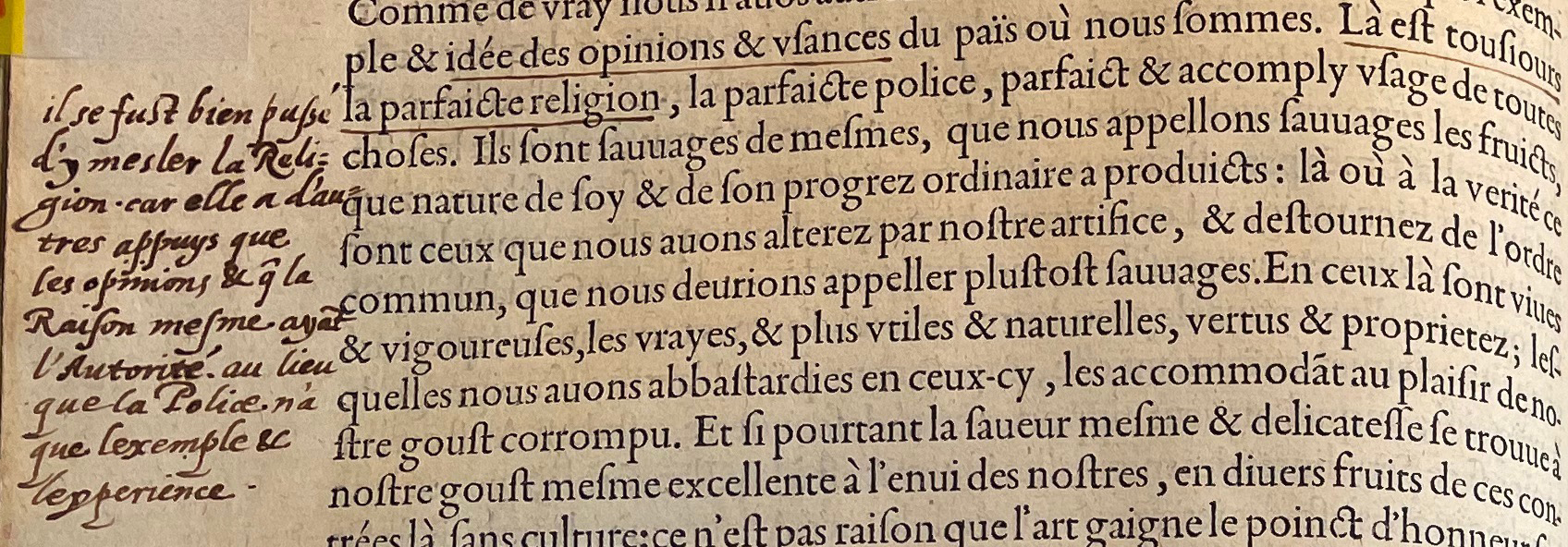 6.a. - p. 120, Livre I. Note de Laval. Les Essais, 1595. Exemplaire Laval.