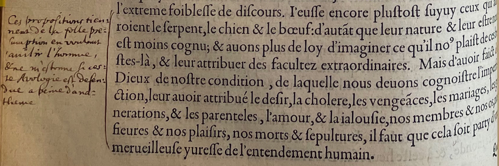 11.a. - p. 336, Livre II. Note de Laval. Les Essais, 1595. Exemplaire Laval.