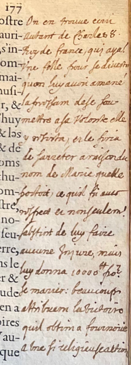 8.b. - p. 177, Livre I. Note de La Mure. Les Essais, 1595. Exemplaire Laval.