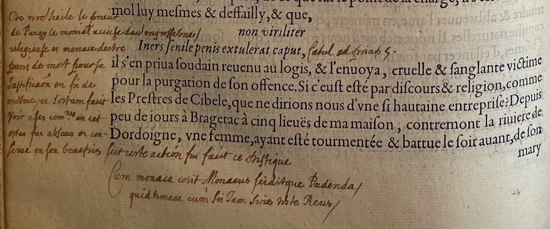 13.a. - p. 466, Livre II. Note de La Mure. Les Essais, 1595. Exemplaire Laval.