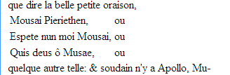 Exemple d'affichage d'une présentation en tableau, Discours non plus mélancoliques... 1557