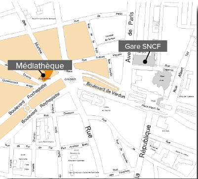 Carte M�diath�que d'Orl�ans et Gare SNCF
